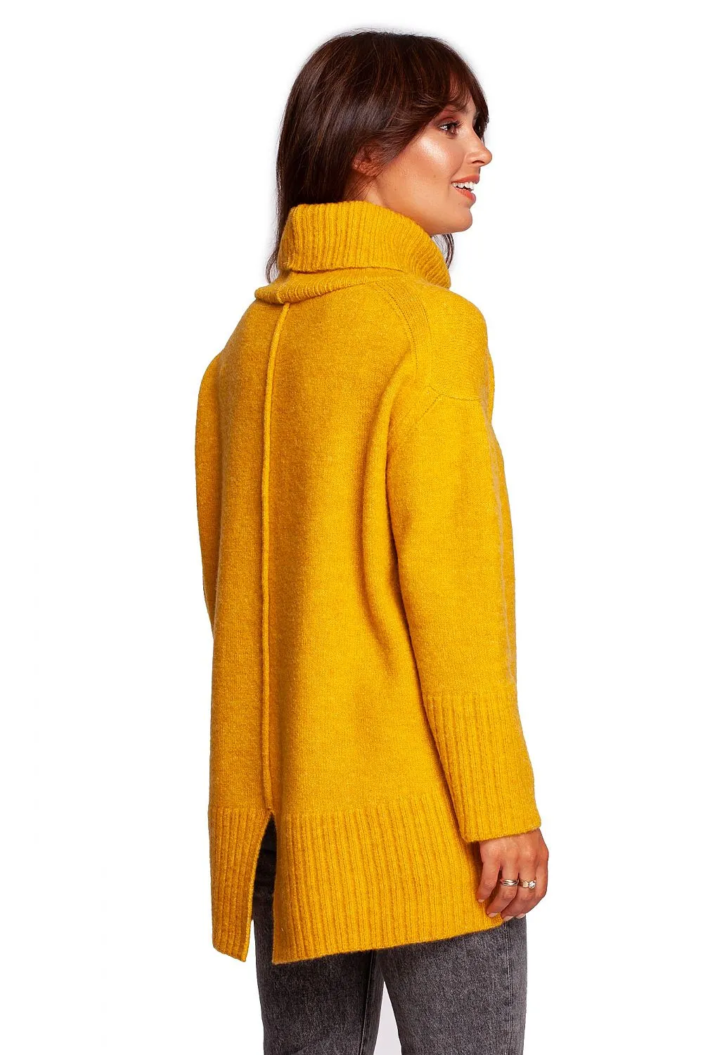 Ribbed Hem Turtleneck Sweater