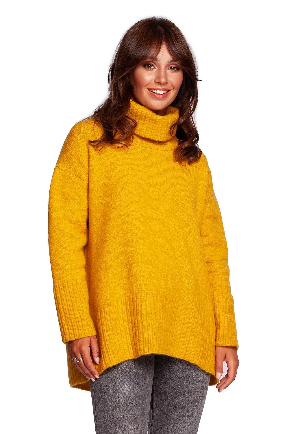 Ribbed Hem Turtleneck Sweater