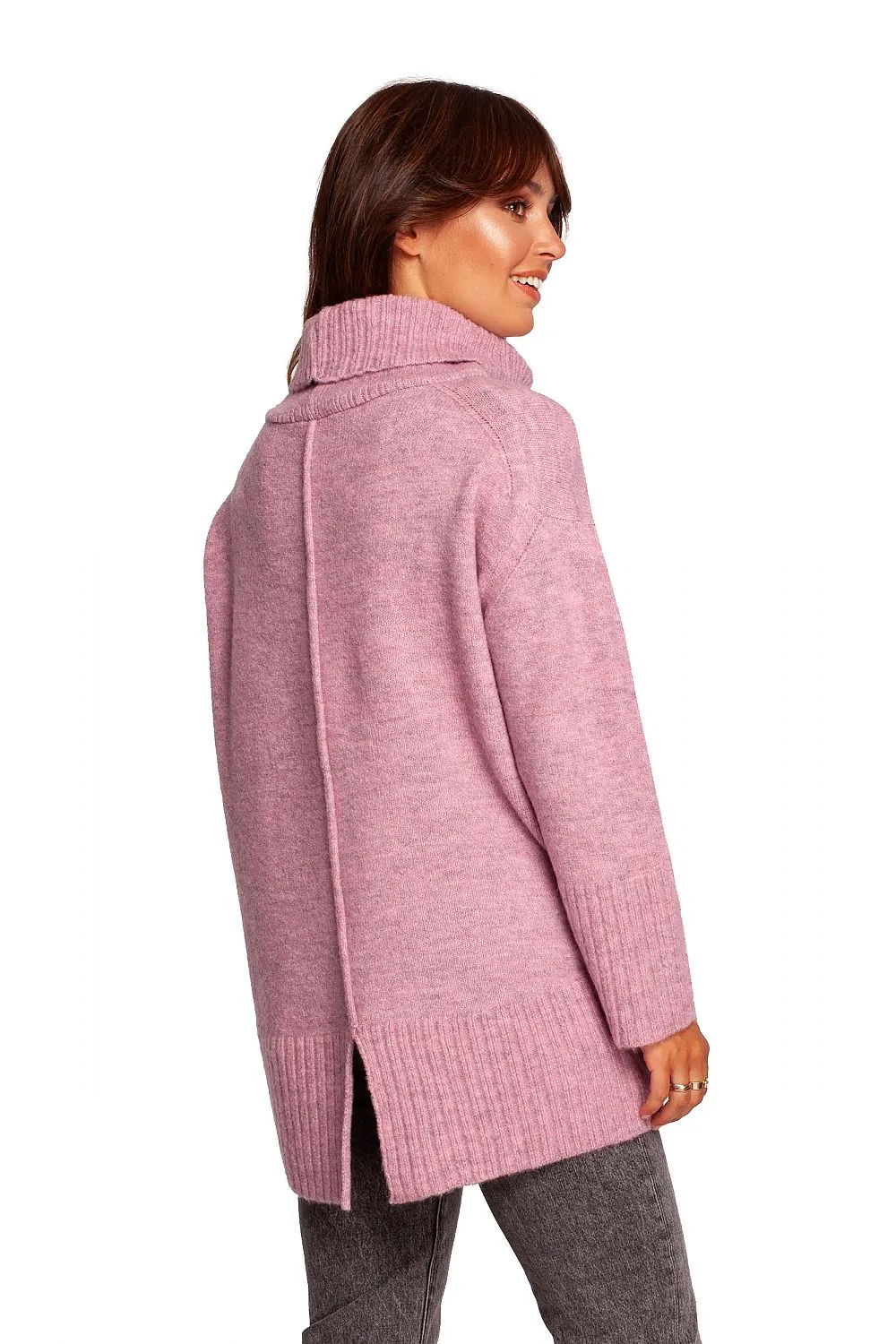 Ribbed Hem Turtleneck Sweater