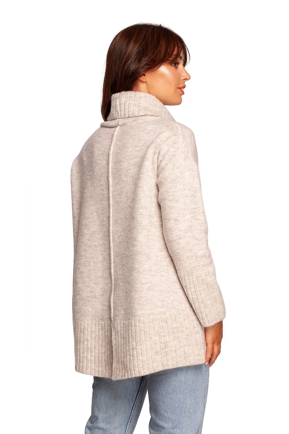 Ribbed Hem Turtleneck Sweater