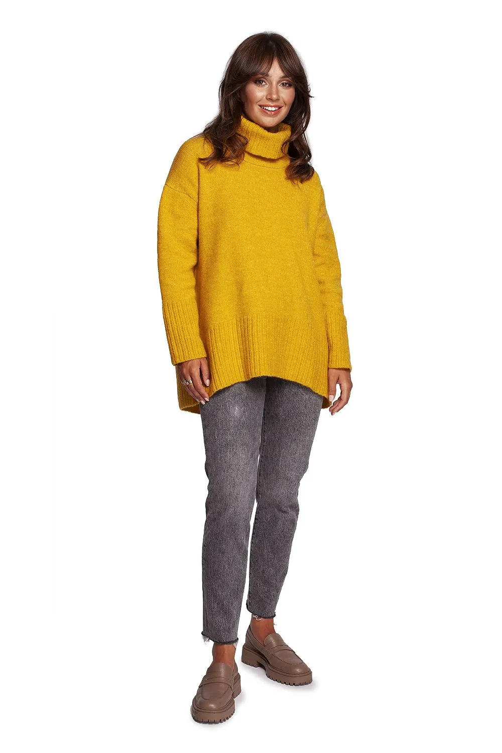 Ribbed Hem Turtleneck Sweater