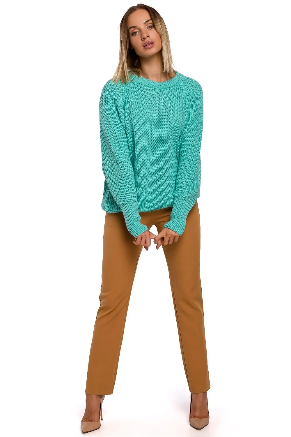 Ribbed Knit Wide-Sleeve Luxurious Sweater