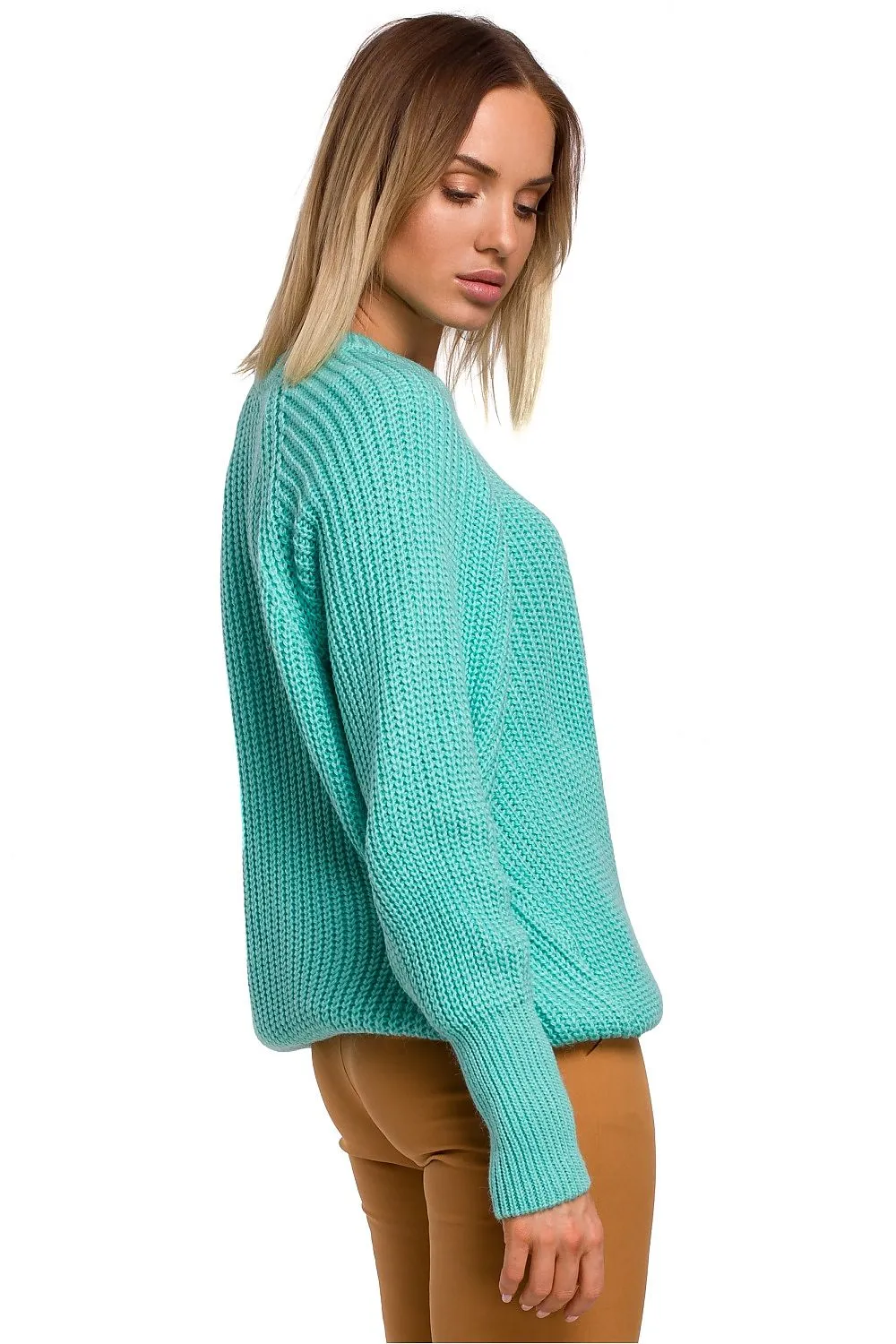 Ribbed Knit Wide-Sleeve Luxurious Sweater