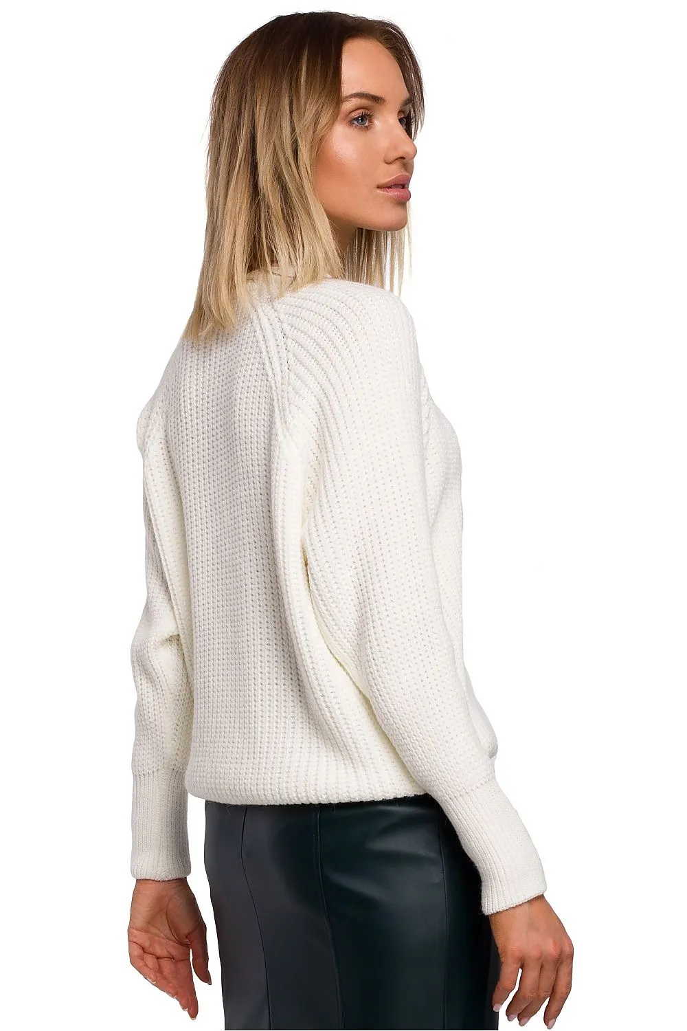 Ribbed Knit Wide-Sleeve Luxurious Sweater