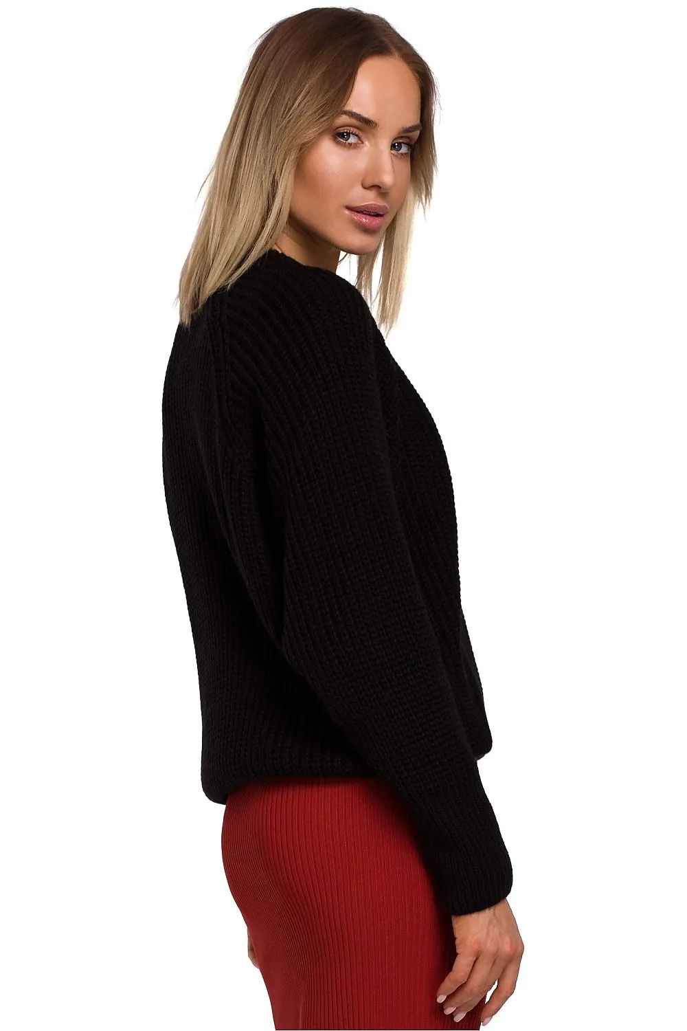 Ribbed Knit Wide-Sleeve Luxurious Sweater