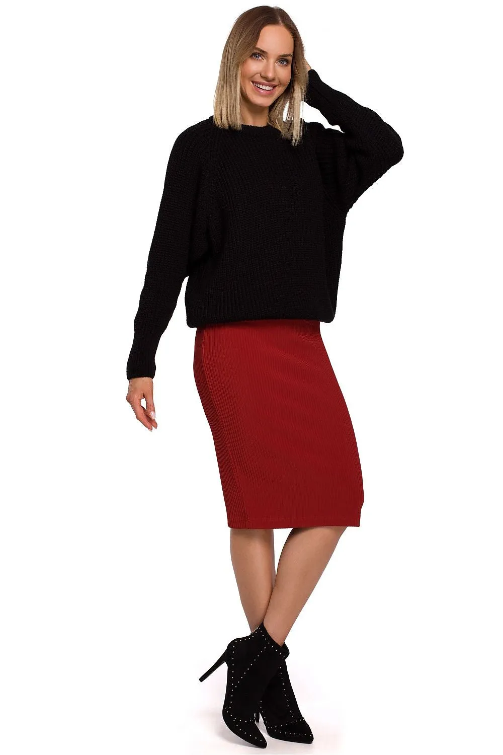 Ribbed Knit Wide-Sleeve Luxurious Sweater