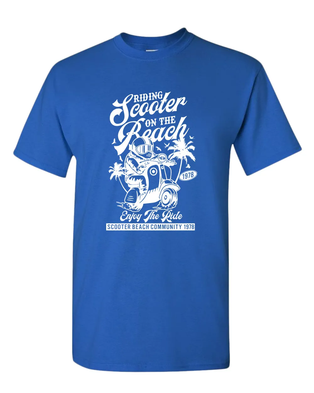Riding scooter on the beach, enjoy the ride t-shirt