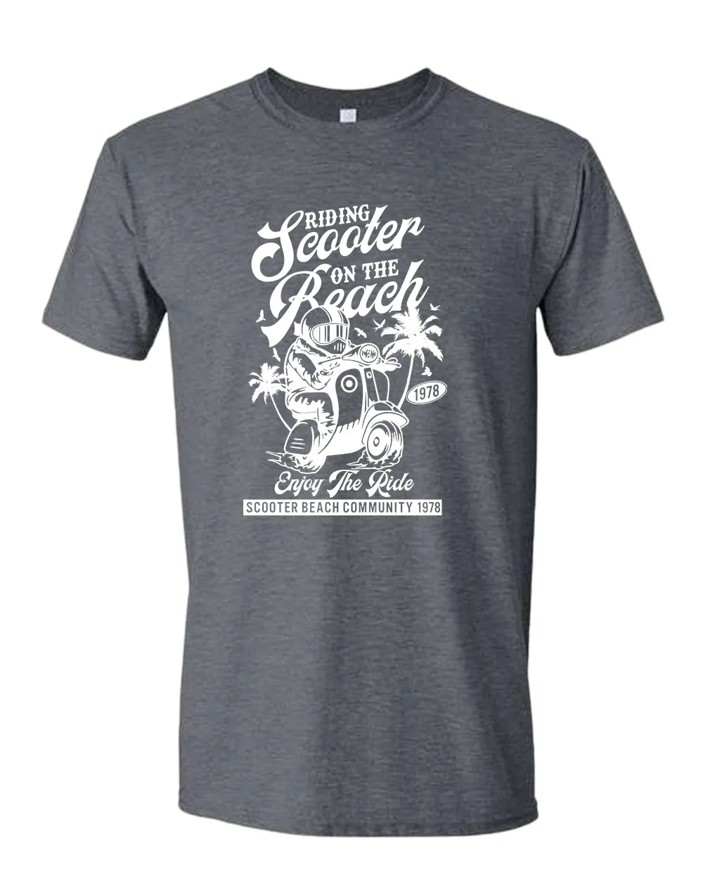 Riding scooter on the beach, enjoy the ride t-shirt
