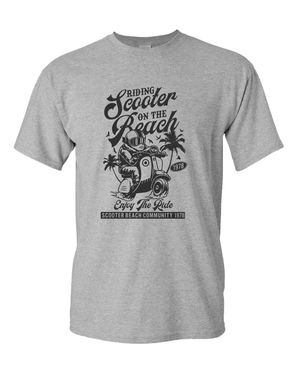 Riding scooter on the beach, enjoy the ride t-shirt