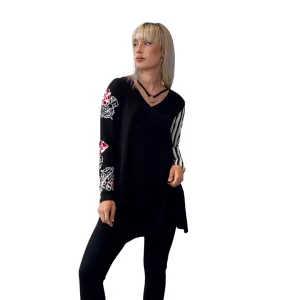 Ring Hand Painted Tunic - Retro Roses