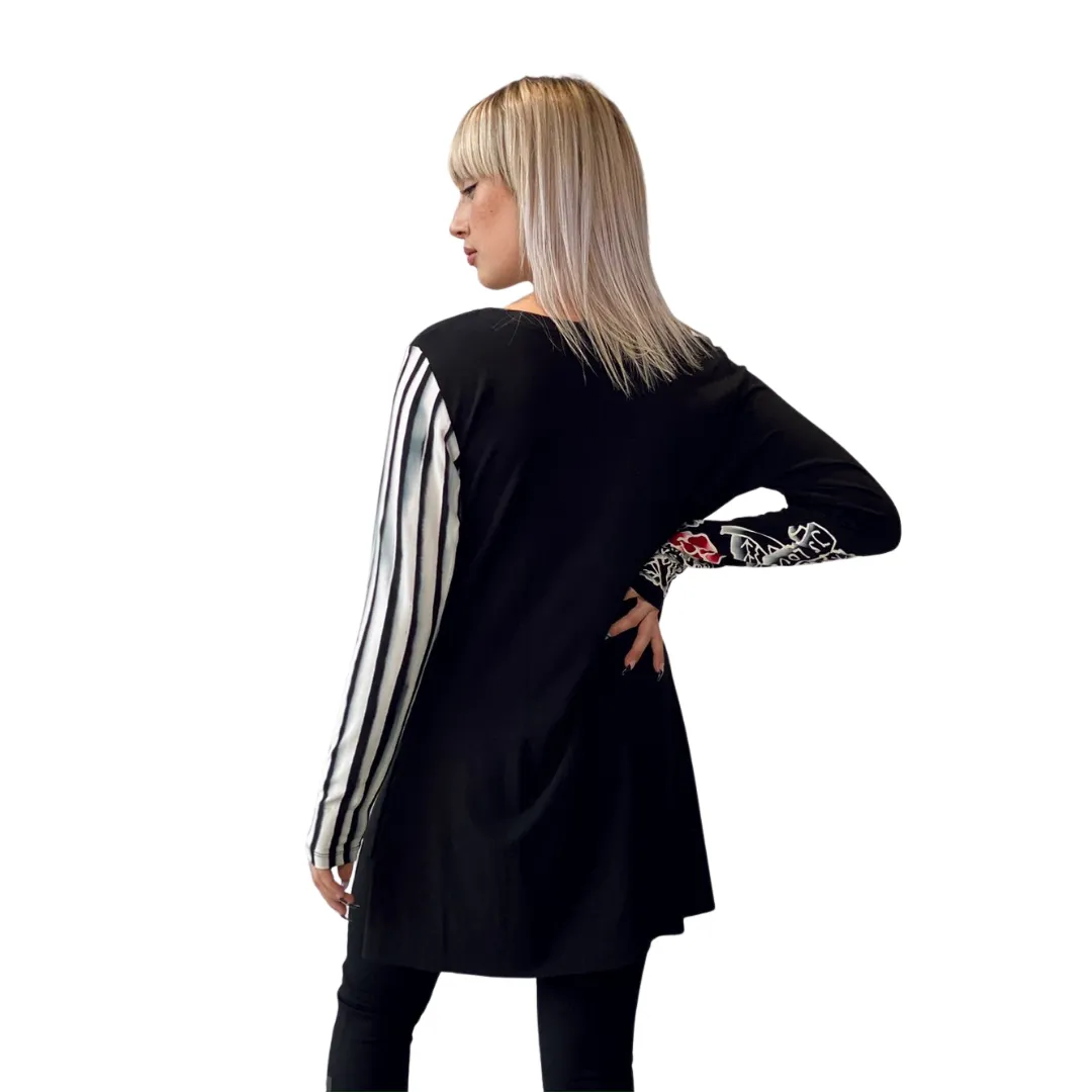 Ring Hand Painted Tunic - Retro Roses