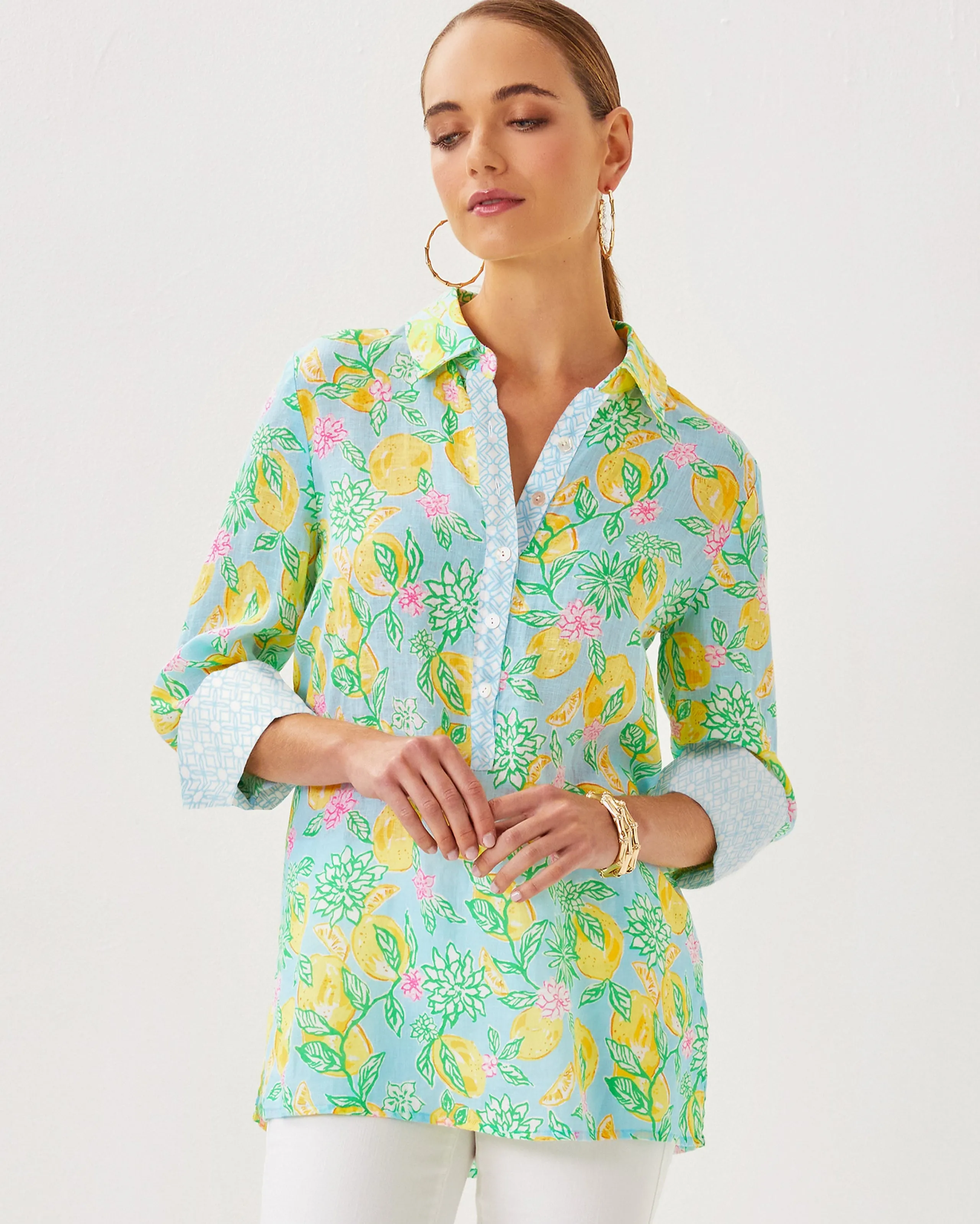 Riverlyn Pieced Print Tunic - Bluette Make Lemonade