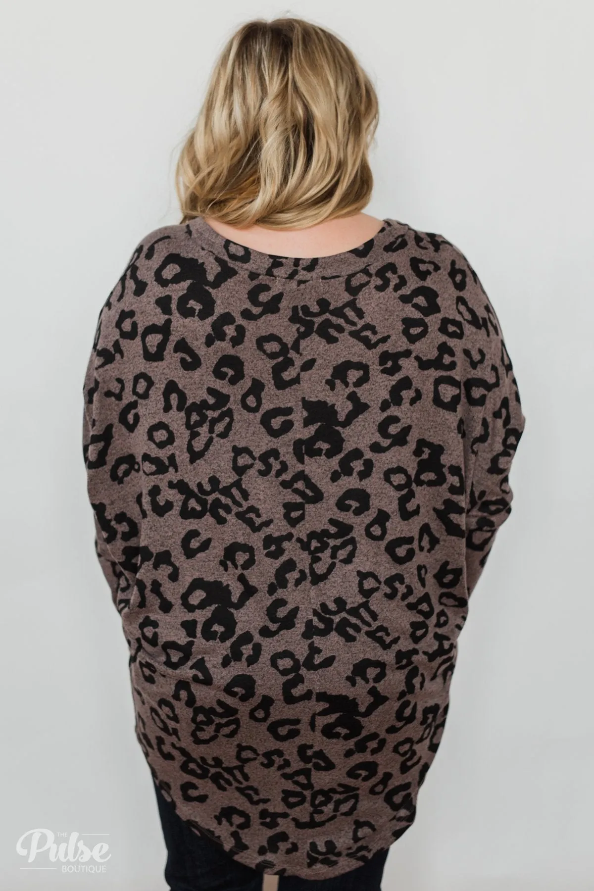 Roaring in Love V-Neck Tunic- Dark Mocha