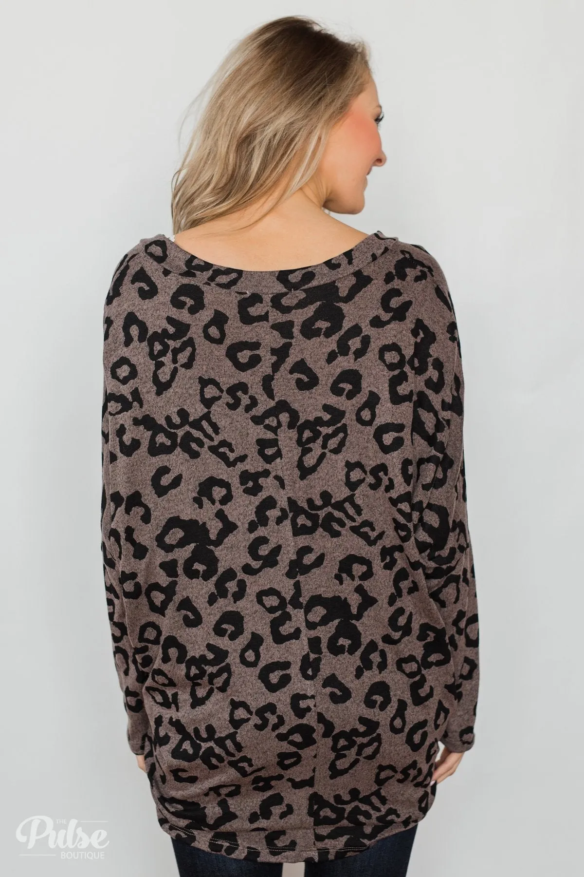 Roaring in Love V-Neck Tunic- Dark Mocha