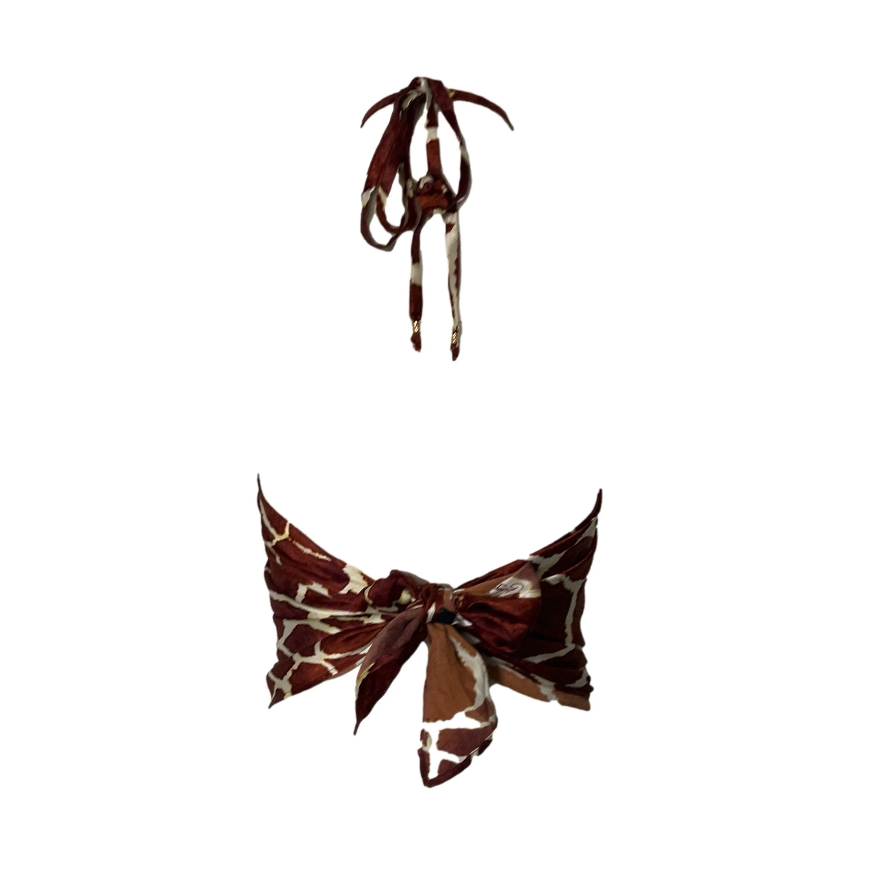 Roberto Cavalli Brown Print Silk Wrap Top