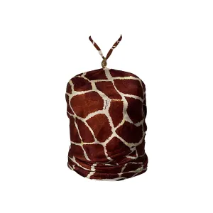 Roberto Cavalli Brown Print Silk Wrap Top