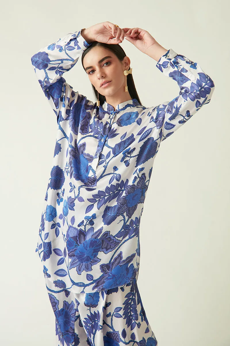 Rockefeller Holidays I  Ayung Printed Salwar Modal Satin White/Navy Java collection 2JV-58A
