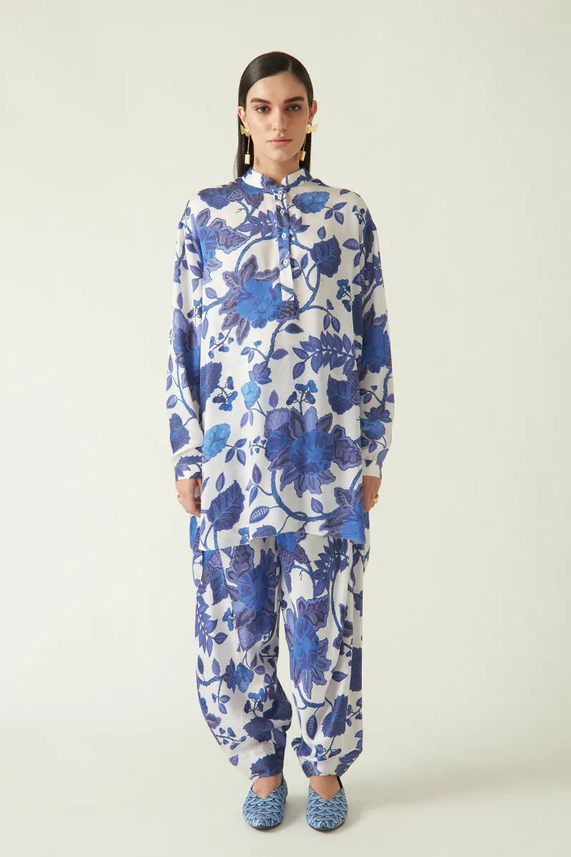 Rockefeller Holidays I  Ayung Printed Salwar Modal Satin White/Navy Java collection 2JV-58A