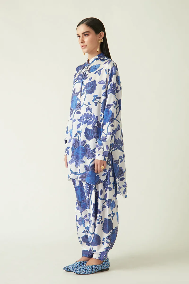 Rockefeller Holidays I  Ayung Printed Salwar Modal Satin White/Navy Java collection 2JV-58A