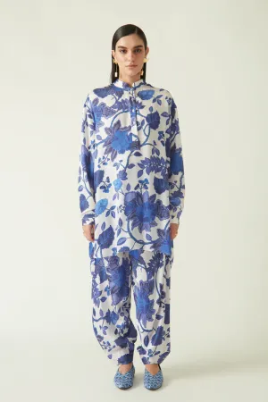 Rockefeller Holidays I  Ayung Printed Salwar Modal Satin White/Navy Java collection 2JV-58A