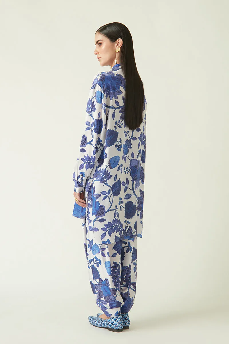 Rockefeller Holidays I  Ayung Printed Salwar Modal Satin White/Navy Java collection 2JV-58A