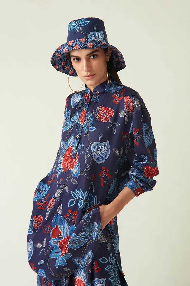 Rockefeller Holidays I  Tabai Printed Salwar Modal Satin Navy/Red Java collection 2JV-58C