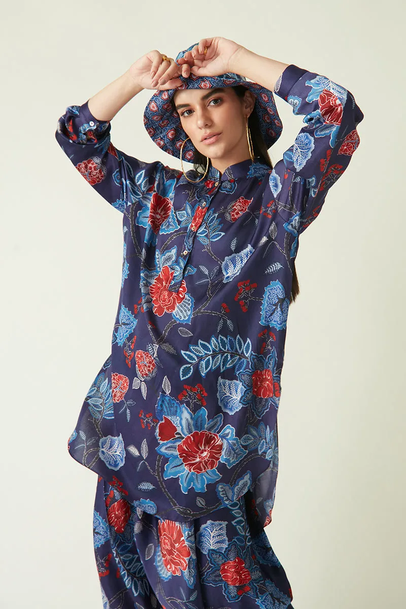 Rockefeller Holidays I  Tabai Printed Salwar Modal Satin Navy/Red Java collection 2JV-58C