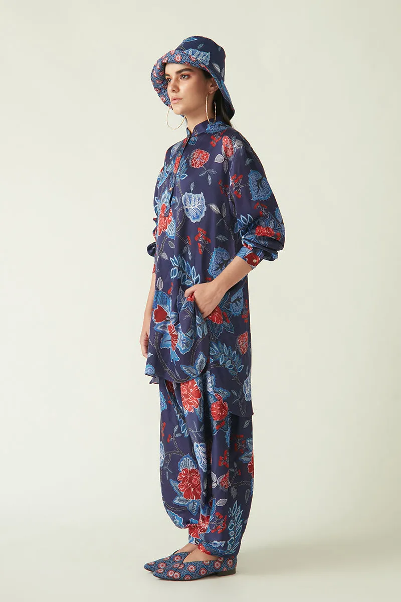 Rockefeller Holidays I  Tabai Printed Salwar Modal Satin Navy/Red Java collection 2JV-58C