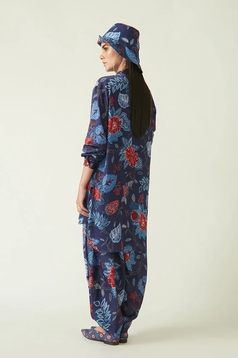 Rockefeller Holidays I  Tabai Printed Salwar Modal Satin Navy/Red Java collection 2JV-58C