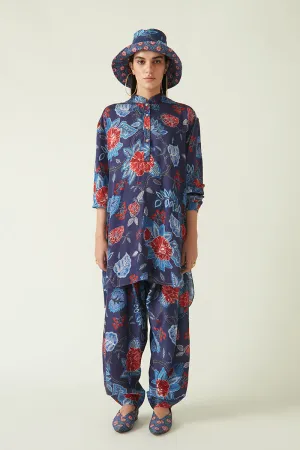 Rockefeller Holidays I  Tabai Printed Salwar Modal Satin Navy/Red Java collection 2JV-58C