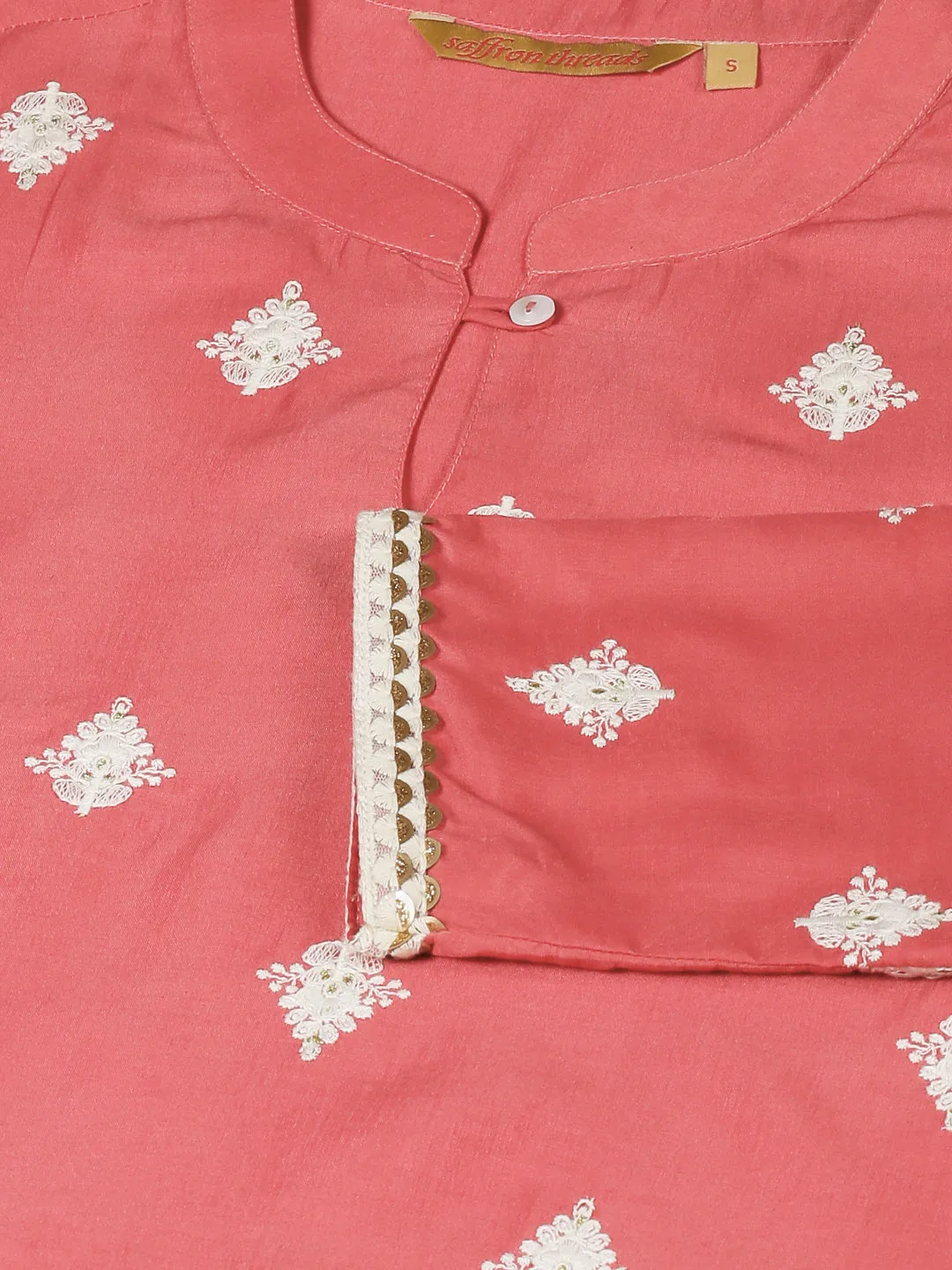 Rose Pink Ethnic Motifs Embroidered Tunic