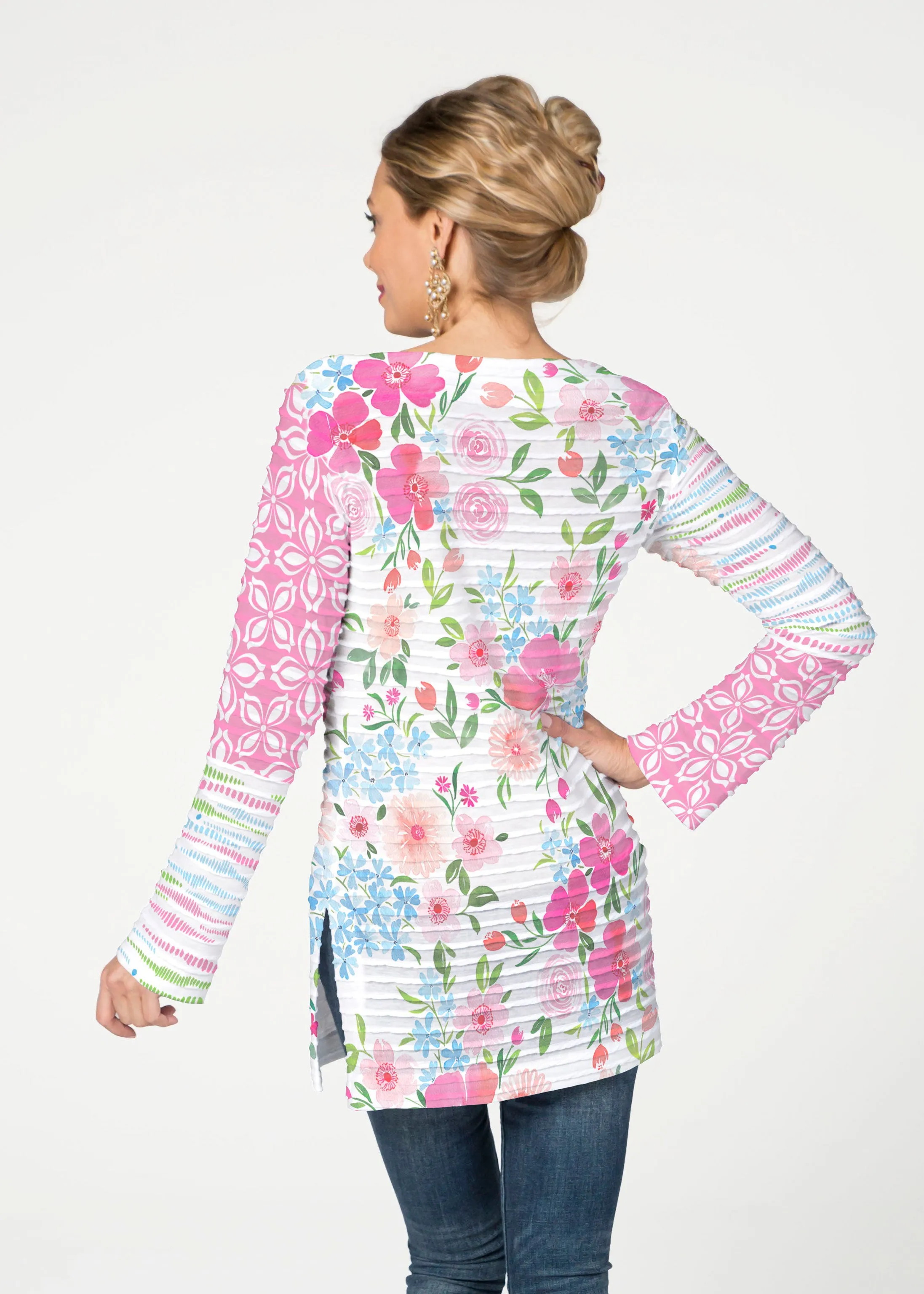 Rosie Dots (8053) ~ Banded Boatneck Tunic