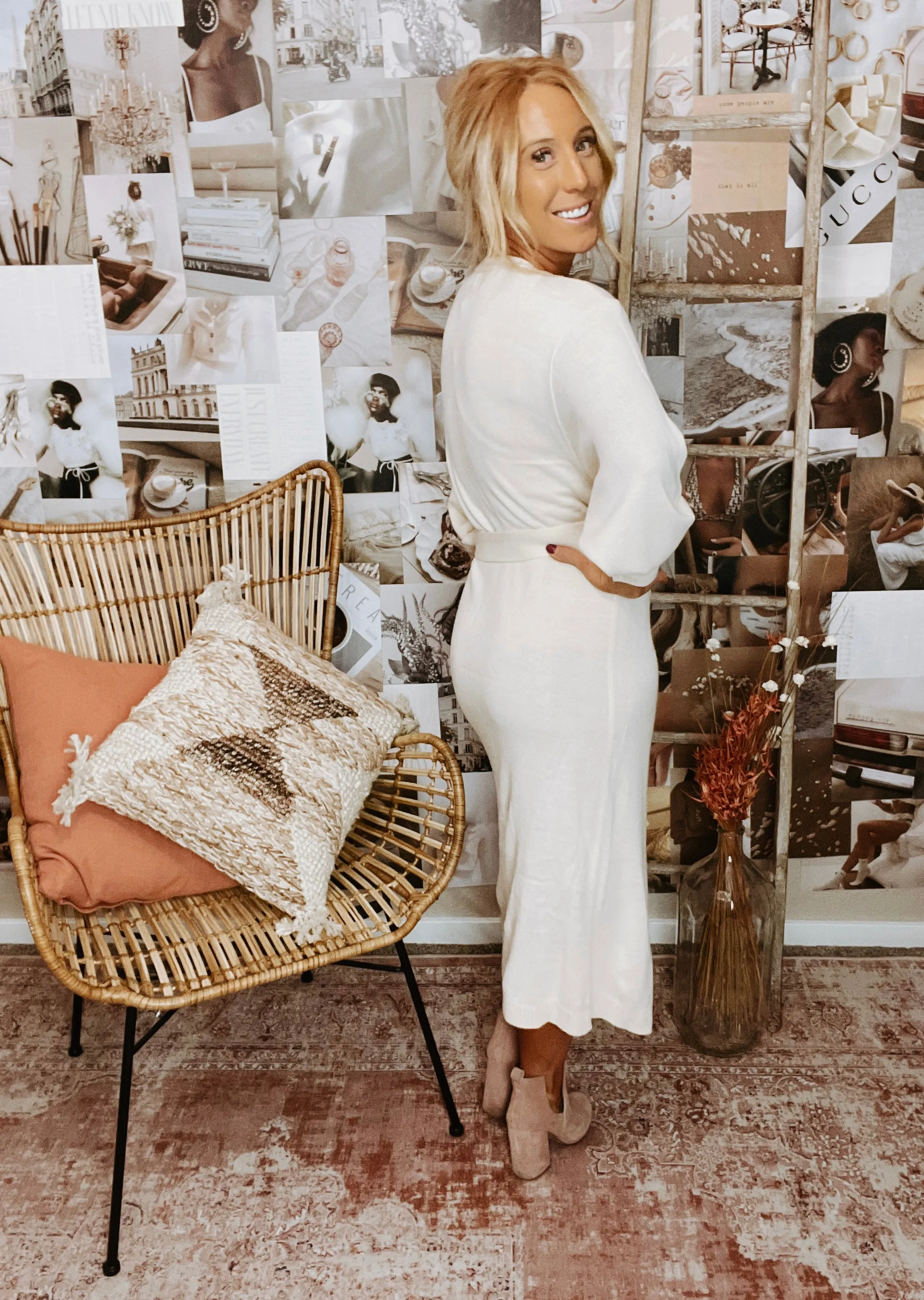 Roslyn's Taupe Wrap Dress