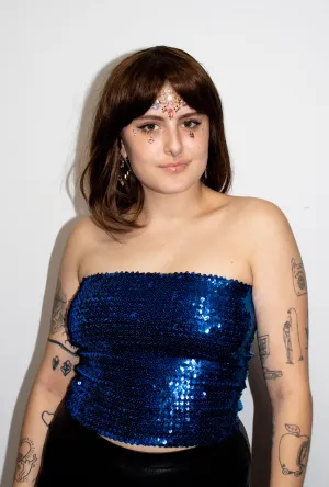 Royal Blue Sequin Tube Top