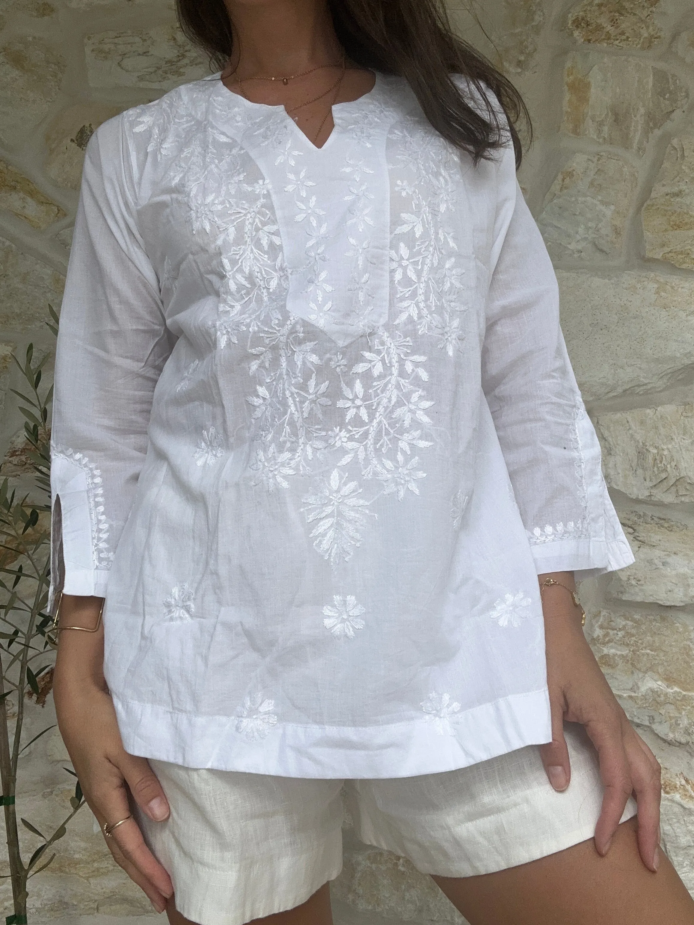 Ruhi - White Cotton Top