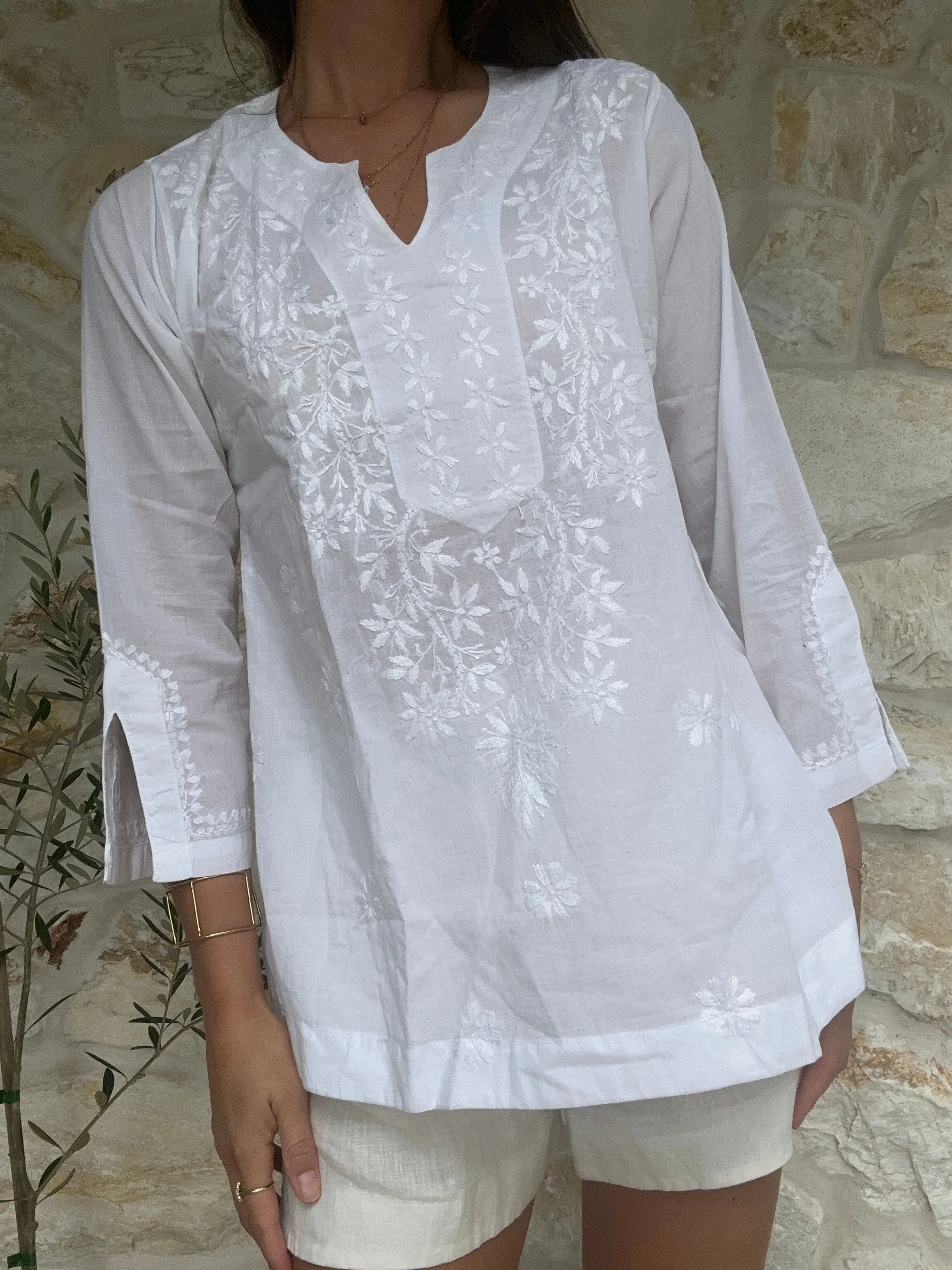 Ruhi - White Cotton Top