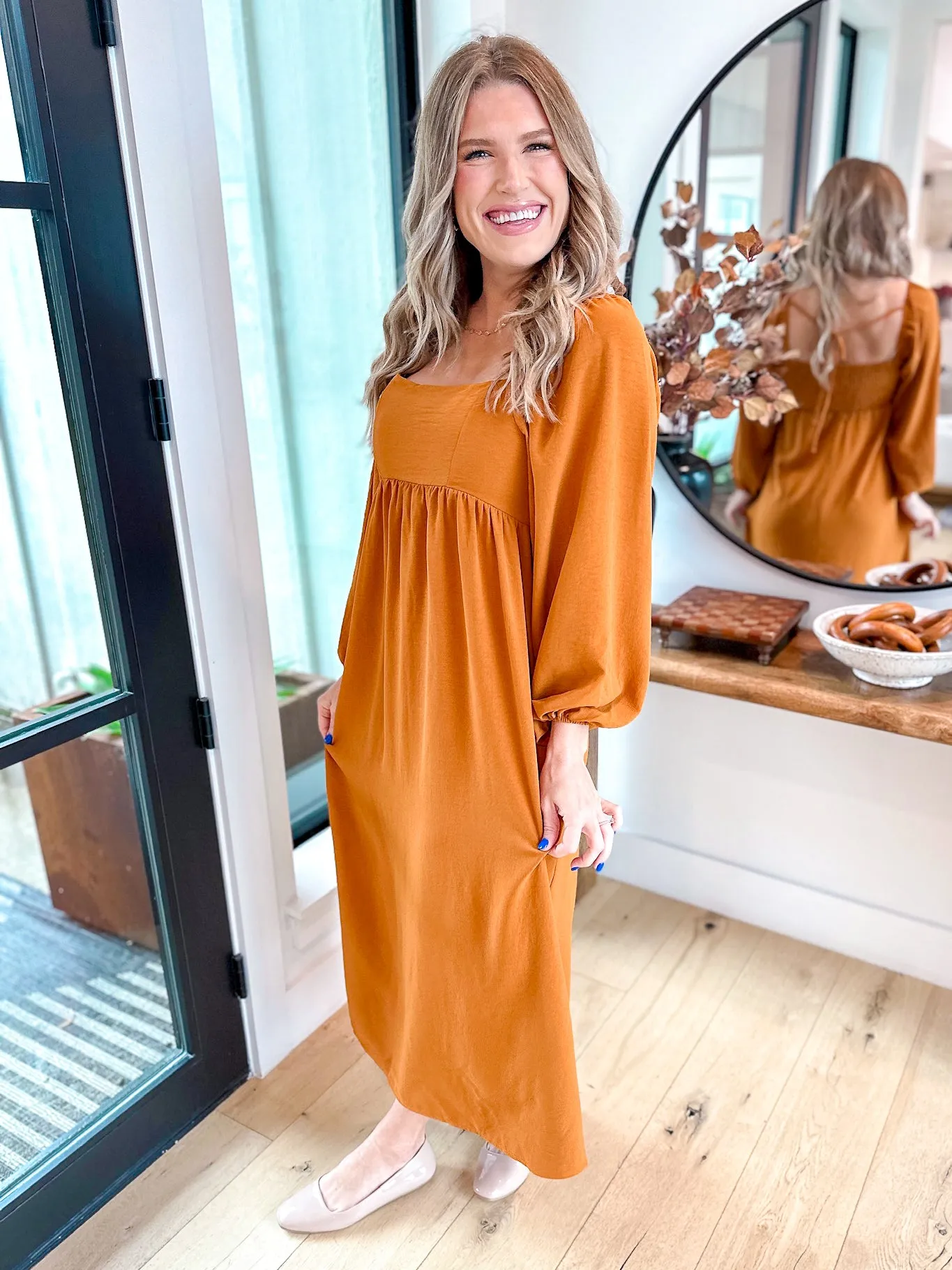 Rustic Long Sleeve Maxi Dress