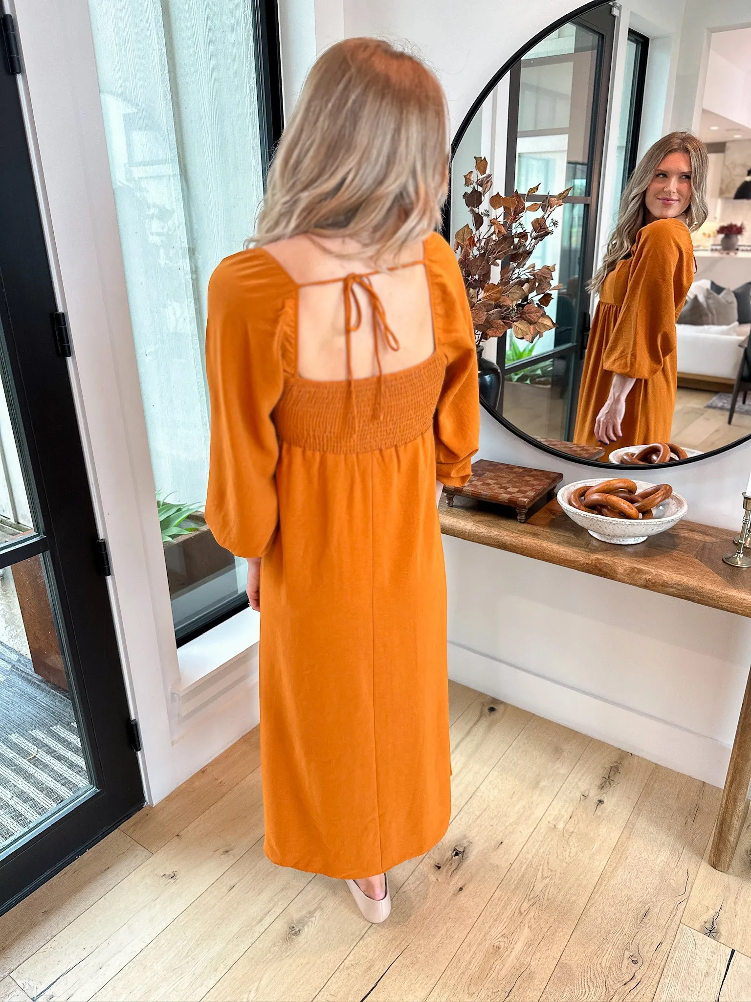 Rustic Long Sleeve Maxi Dress