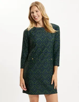 Sabine Dress, Green & Navy