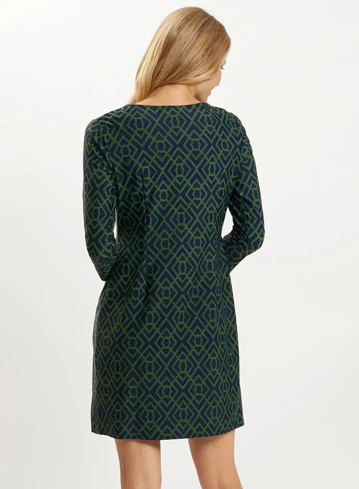 Sabine Dress, Green & Navy
