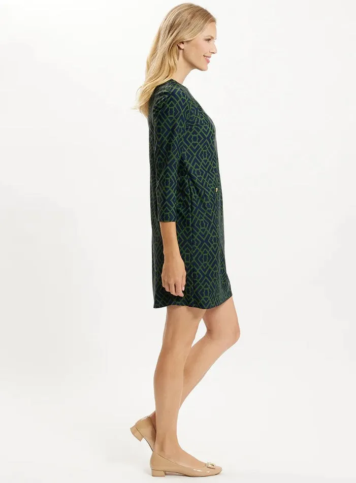 Sabine Dress, Green & Navy