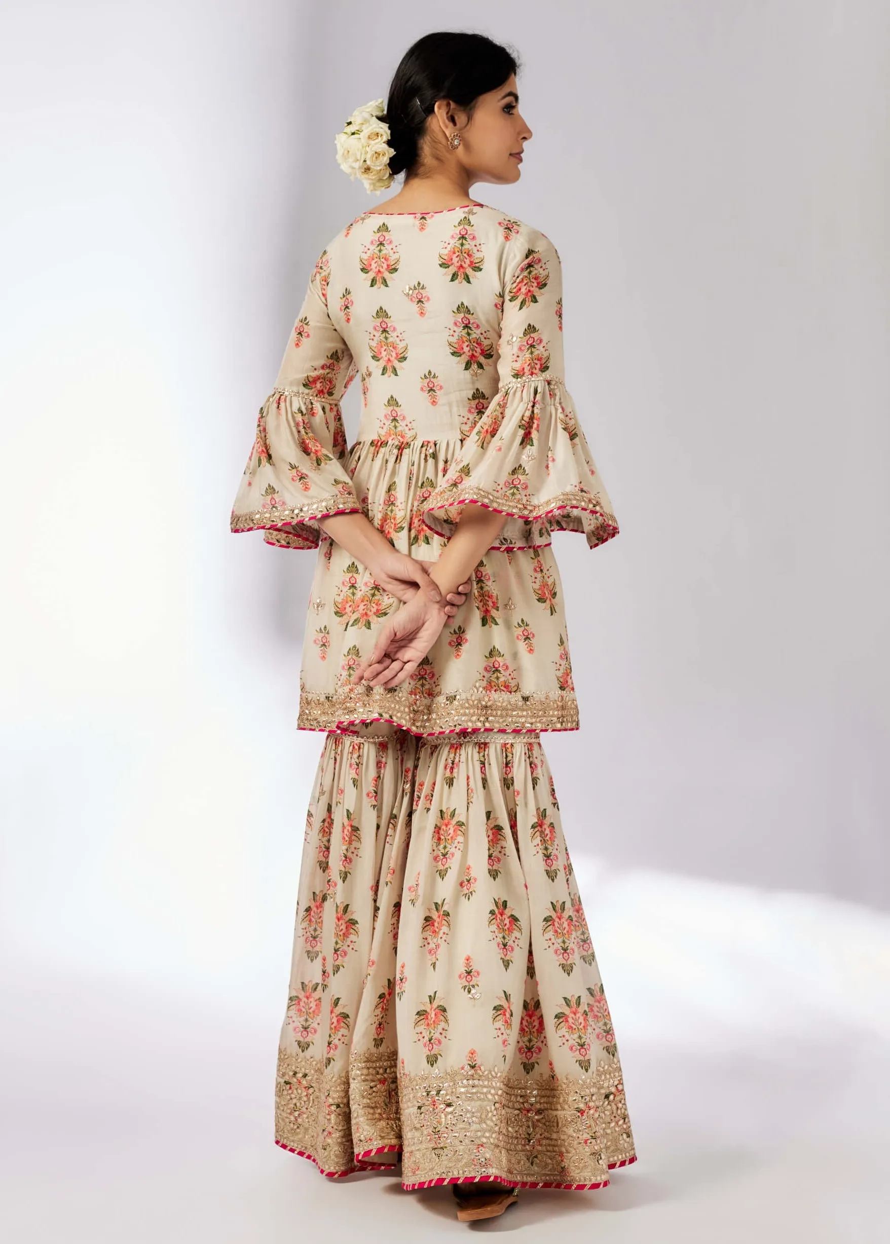 Sadhna ivory sharara set
