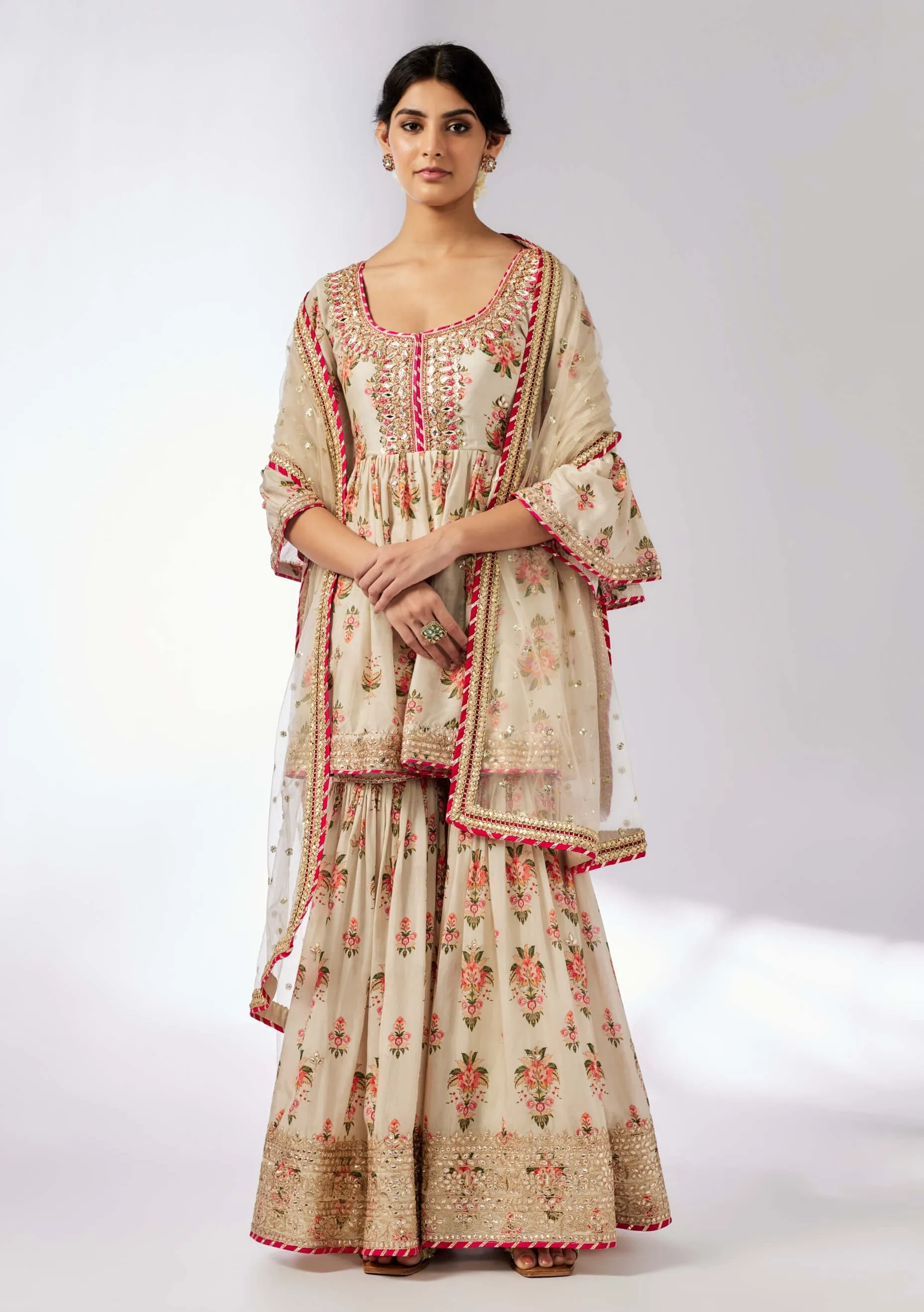 Sadhna ivory sharara set