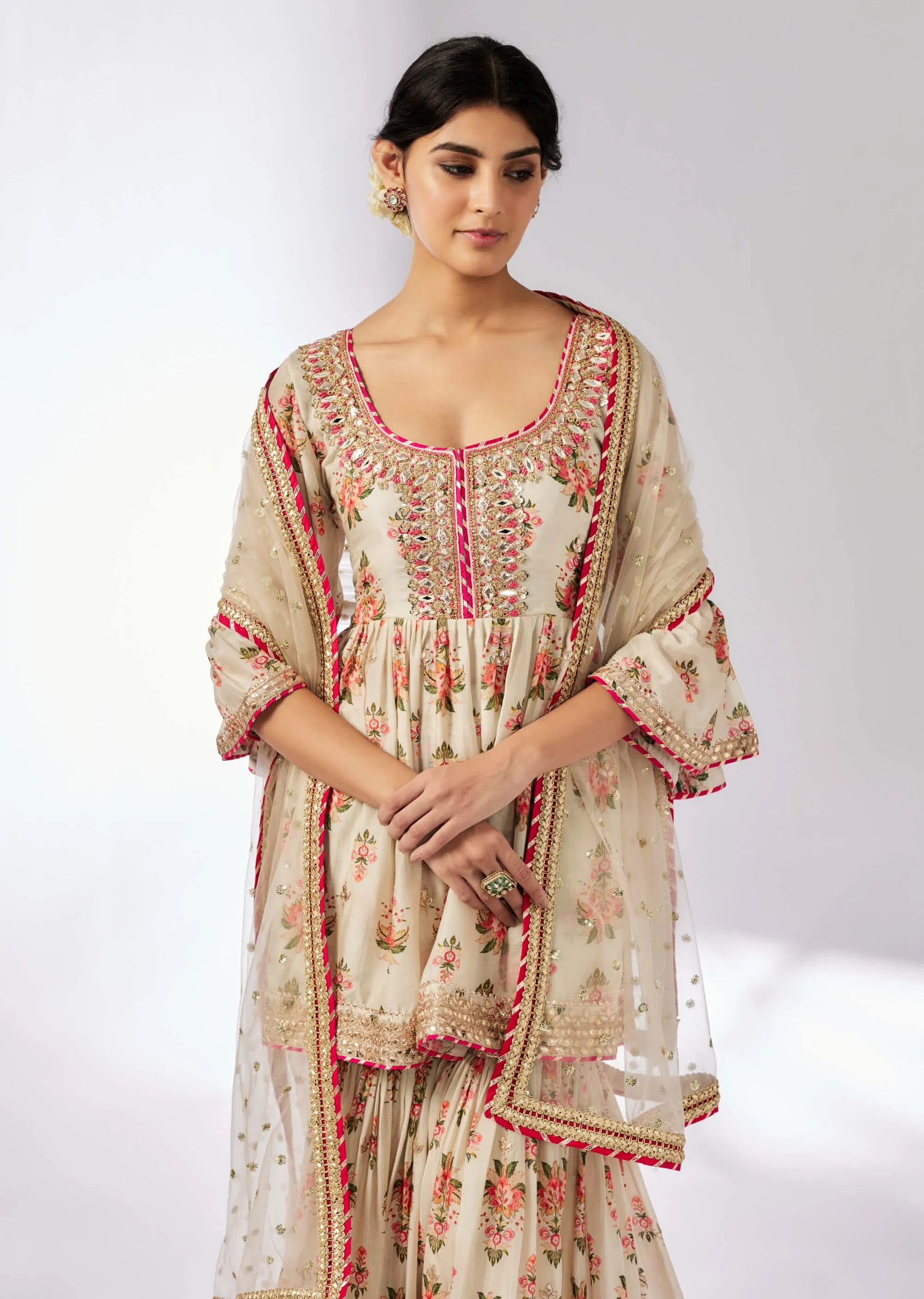 Sadhna ivory sharara set
