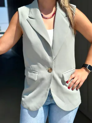 Sage Sleeveless Blazer