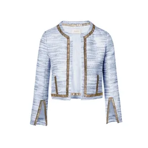 Samia Embroidered Crop Jacket - Palace Blue