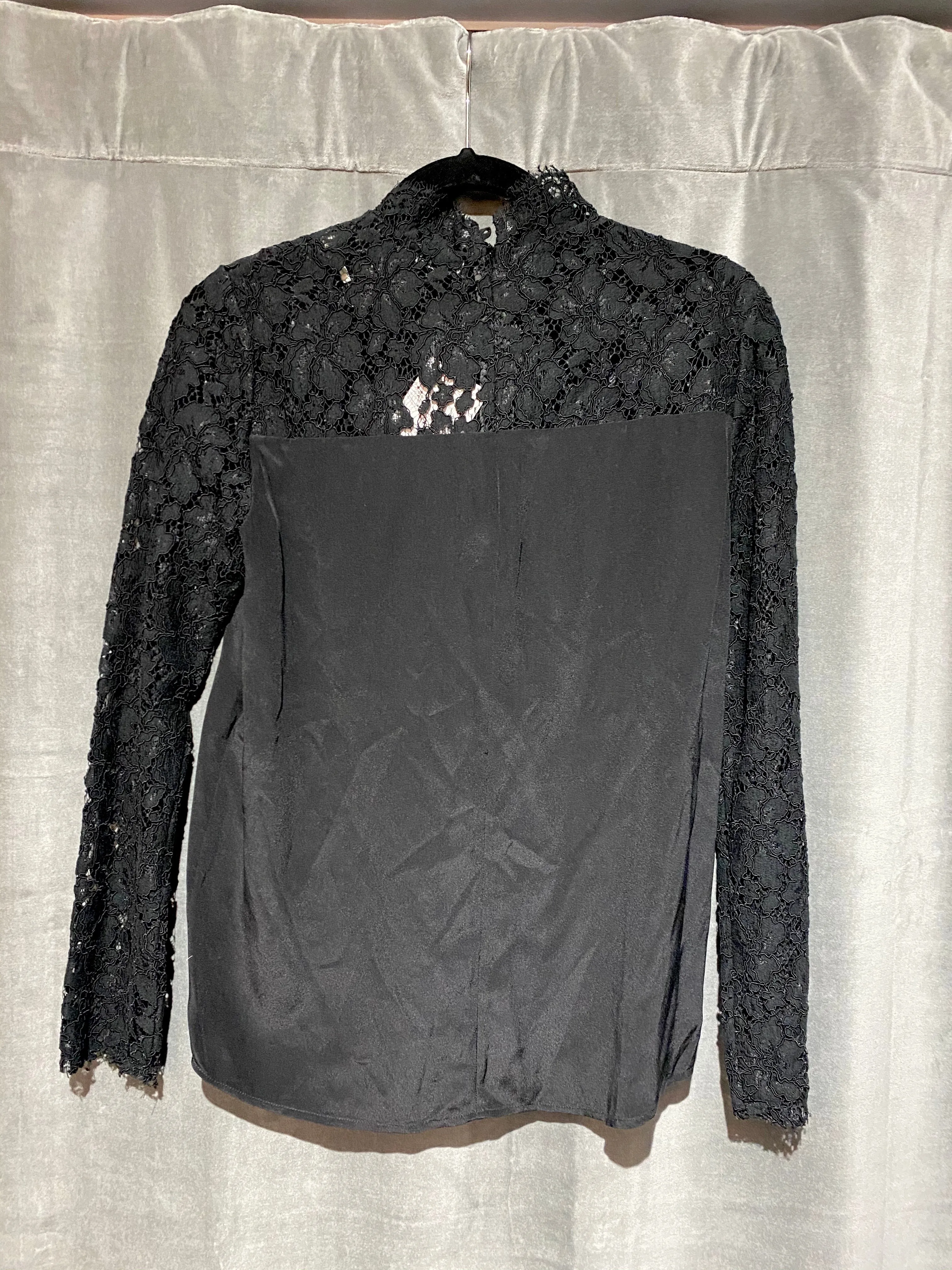 Sandro Lace Long sleeve Turtleneck with silk bodice