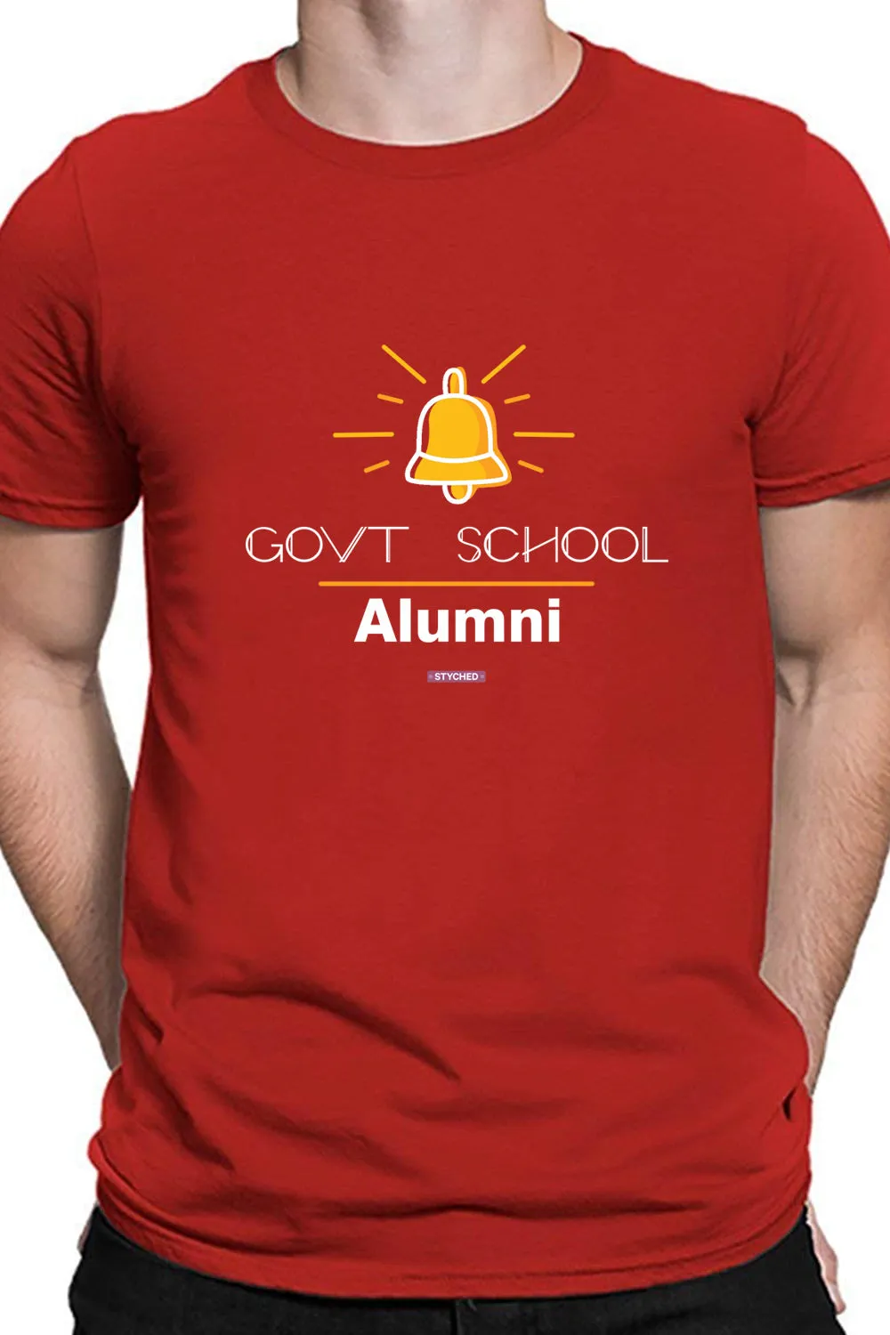 Save Govt. Schools Movement Tee - Styched in India Graphic T-Shirt Red Color