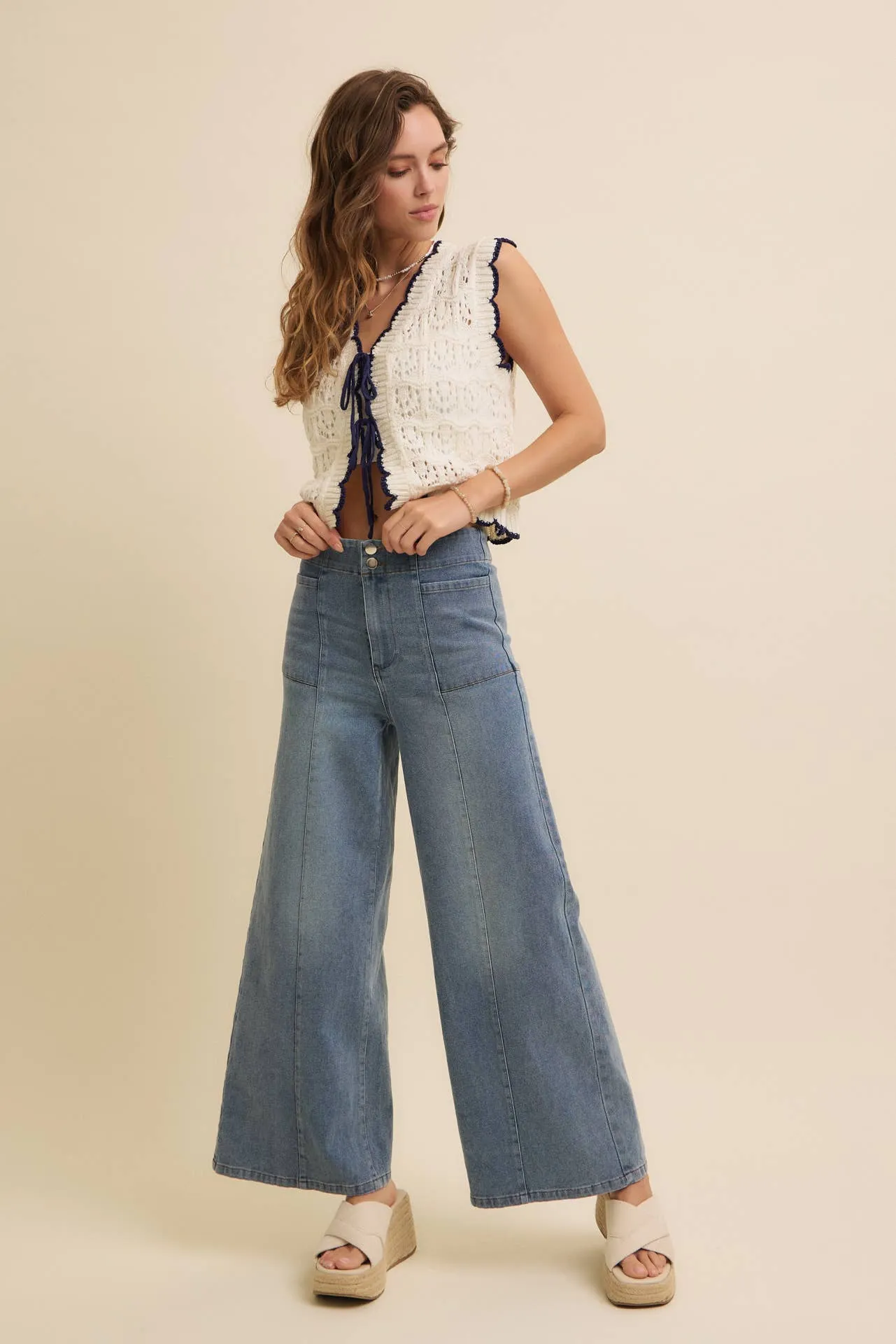 Scalloped Hem Crochet Vest
