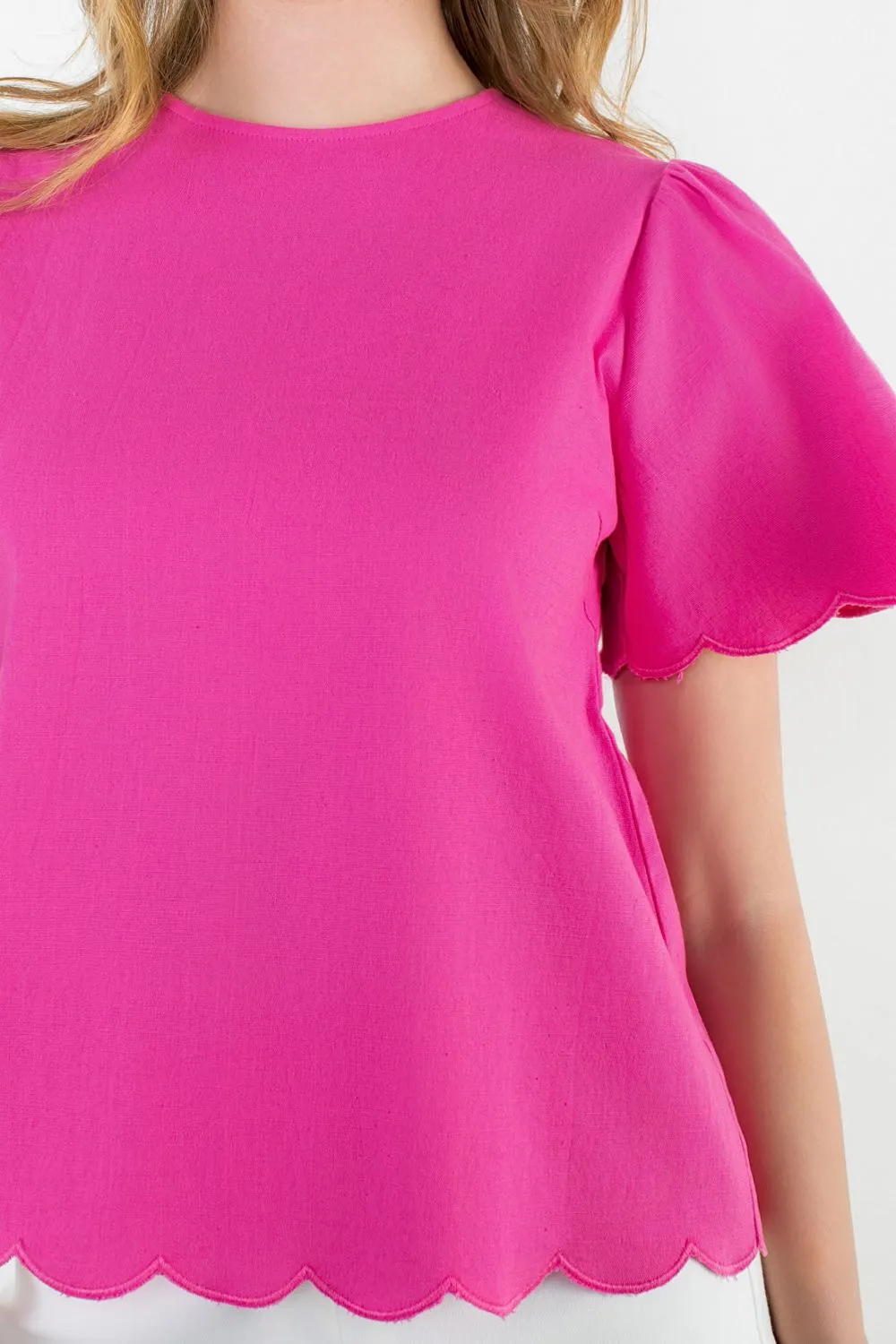 Scalloped Hot Pink Blouse